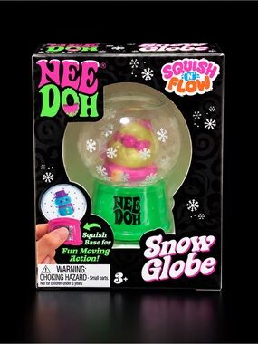 Squish 'N' Flow Pink & Green Snow Globe Kids Toy rare Santa!
